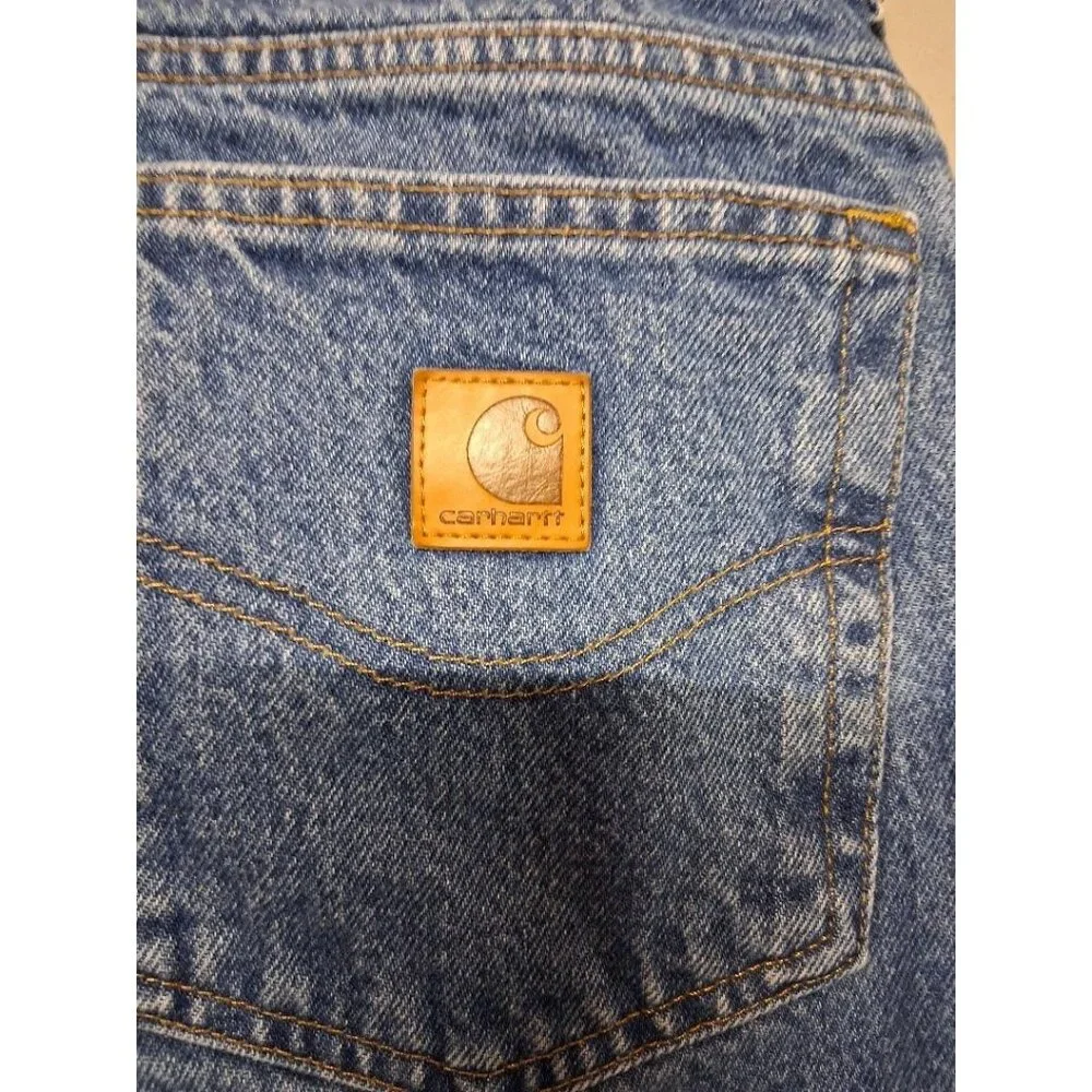 Carhartt Mens Flannel Lined Relaxed Fit Blue Denim Jeans 100% Cotton 36x30 Made